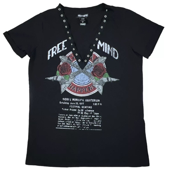 HOT TOPIC shirt womens SMALL black short sleeve free mind - Picture 1 of 5